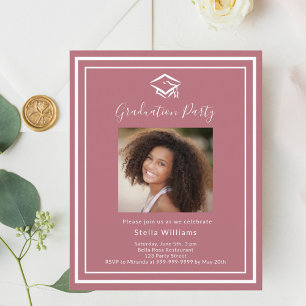 Rose gold photo cap Graduation Party invitation
