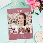 Rose gold photo collage appointments 2025 planner<br><div class="desc">Create your own unique photo collage. Use four,  4 of your favourite photo.   Personalise and a year,  name and text. A rose gold background,  white text.</div>