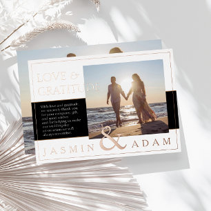 Rose Gold Photo Elegant Wedding Thank You Card