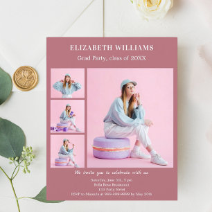 Rose gold photo Graduation Party invitation