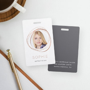 Rose Gold Photo & Name ID Badge
