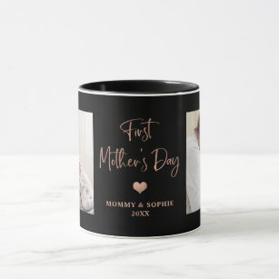 Rose Gold   Photo Script First Mother's Day Mug