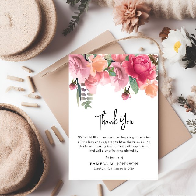 Rose Gold Photo Sympathy Thank You Card (Creator Uploaded)