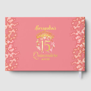 Rose Gold Photo Vintage Boho Quinceañera Spanish Guest Book