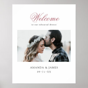 Rose Gold Photo Wedding Rehearsal Dinner Welcome Poster
