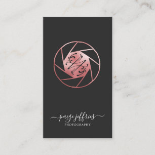 Rose Gold Photographer Logo Business Card