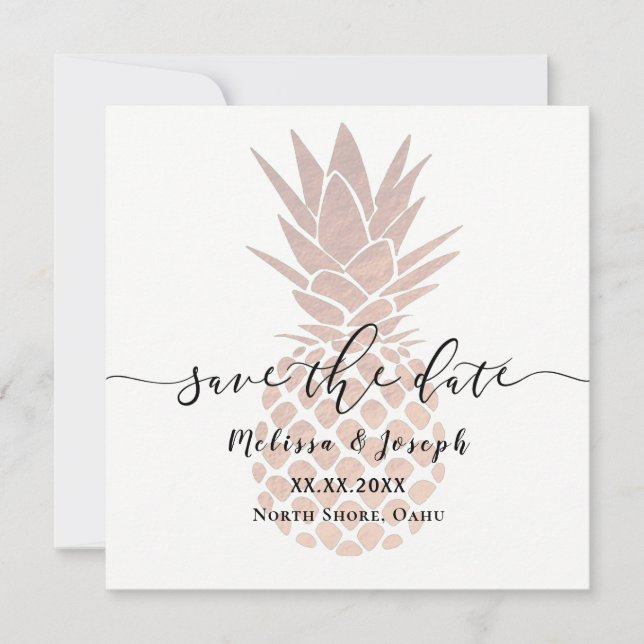 rose gold pineapple | save the date announcement (Front)
