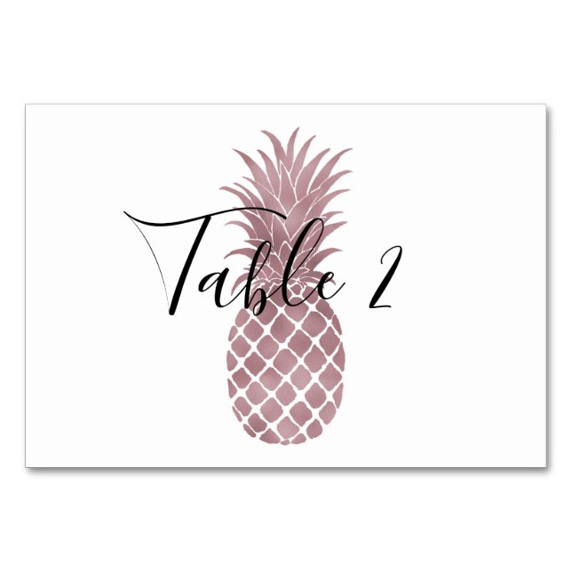Rose Gold Pineapple Table Number (Front)