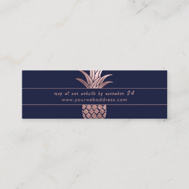 Rose Gold Pineapple Wedding Website RSVP Cards (Front)