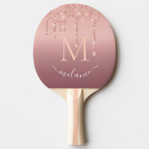 Rose Gold Ping Pong Paddle Custom Name and Letter