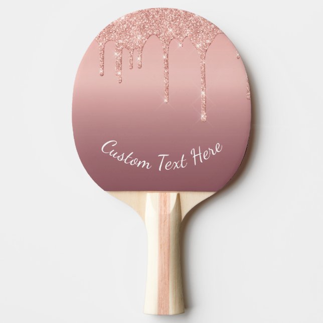 Rose Gold Ping Pong Paddle with Custom Text (Front)