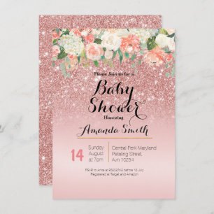 Rose Gold Pink Baby Shower invitation