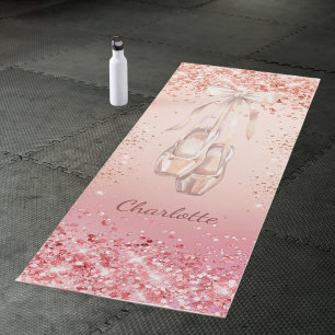 Rose gold pink  ballet dance name yoga mat