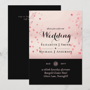 Rose Gold Pink Black Glitter Foil Look WEDDING