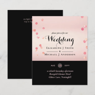 Rose Gold Pink Black Glitter Foil Look WEDDING