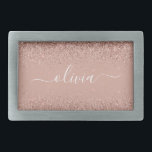 Rose Gold Pink Black Glitter Script Monogram Girly Belt Buckle<br><div class="desc">Rose Gold - Blush Pink Sparkle Glitter Script Monogram Name Belt Buckle. This makes the perfect graduation,  sweet 16 16th,  18th,  21st,  30th,  40th,  50th,  60th,  70th,  80th,  90th,  100th birthday,  wedding,  bridal shower,  anniversary,  baby shower or bachelorette party gift for someone that loves glam luxury and chic styles.</div>