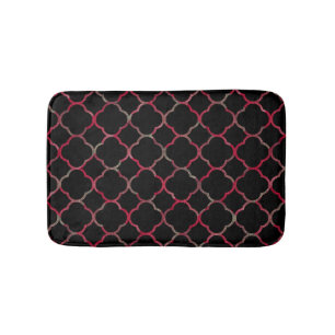 Rose Gold Pink Black Quatrefoil Patterns Glam Cool Bath Mat