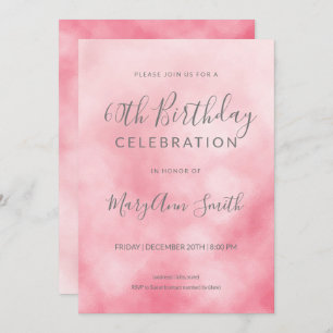 Rose Gold Pink Blush Foil 60th Birthday Glitter Invitation