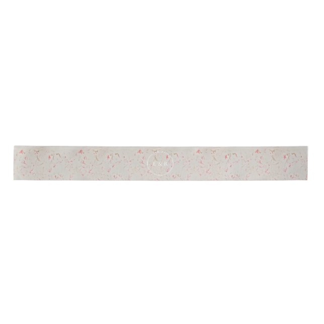 Rose Gold Pink Champagne Swirled Marble Satin Ribbon (Front)