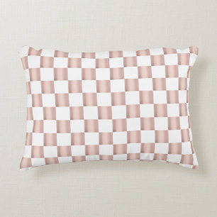 Rose Gold Pink Checkerboard Pattern  Decorative Cushion