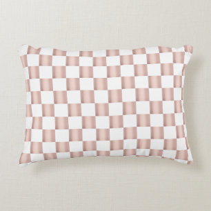 Rose Gold Pink Chequerboard Pattern Decorative Cushion