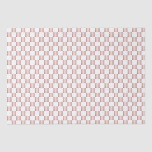 Rose Gold Pink Chequerboard Pattern Tissue Paper (Front)