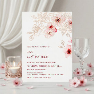 Rose Gold Pink Cherry Blossom Casual Wedding