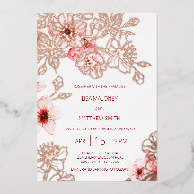 Rose Gold  Pink Cherry Blossom Wedding