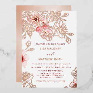 Rose Gold Pink Cherry Blossom Wedding