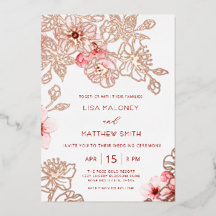 Rose Gold Pink Cherry Blossom Wedding