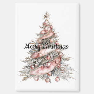 Rose Gold Pink Christmas Tree Magnet