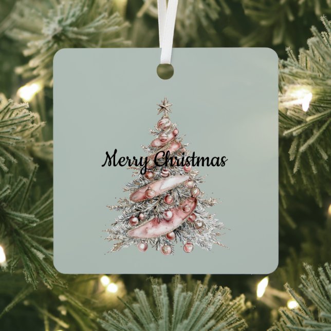 Rose Gold Pink Christmas Tree Metal Tree Decoration (Insitu)