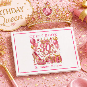 Rose Gold Pink Confetti 30th Birthday Guest Book
