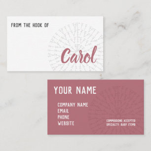 Rose Gold Pink Crochet Chart Business Card
