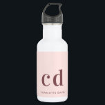 Rose gold pink custom monogram name minimalist 532 ml water bottle<br><div class="desc">A girly and feminine rose gold,  pink background.  Dark rose gold coloured text. Personalise and add your monogram initials and your name.</div>