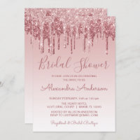 Rose Gold Pink Dripping Glitter Bridal Shower