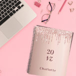 Rose gold pink drips 2025 planner<br><div class="desc">A  rose gold background with rose drips,  paint drip look. Template for a year.  Personalize and add a name. The name is written in dark rose gold with a large modern hand lettered style script. Perfect for school,  work or organizing your personal/family life.</div>