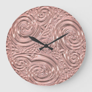 Rose gold pink elegant victorian art nouveau large clock