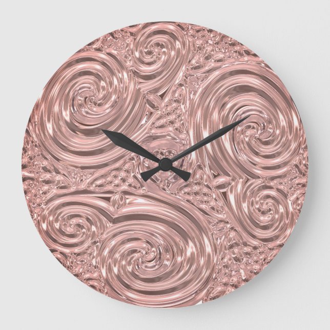 Rose gold pink elegant victorian art nouveau large clock (Front)