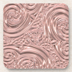 Rose gold pink elegant victorian coaster