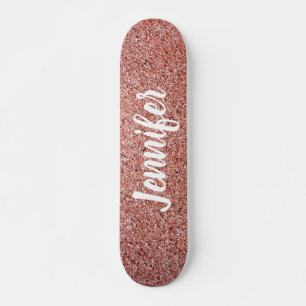 Rose Gold Pink Faux Glitter Personalized Skateboard