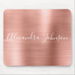 Rose Gold - Pink Foil Modern Girly Mouse Pad<br><div class="desc">Blush Pink - Rose Gold Metallic Foil Girly Office Business Mousepad with white lettered typography for the monogram signature. The Monogrammed Rose Gold Faux Foil Mouse pad can be customised with your name. Please contact the designer for customised matching items.</div>