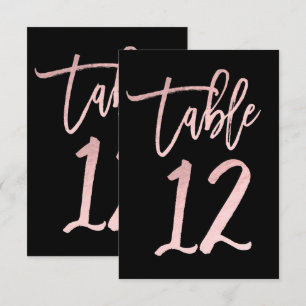 Rose Gold Pink Foil Modern Script Table Number 12