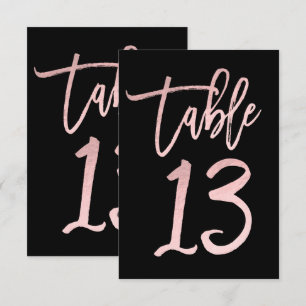 Rose Gold Pink Foil Modern Script Table Number 13