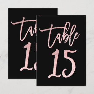 Rose Gold Pink Foil Modern Script Table Number 15