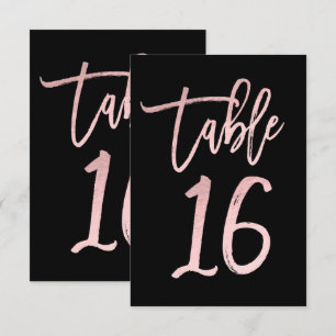 Rose Gold Pink Foil Modern Script Table Number 16