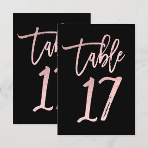 Rose Gold Pink Foil Modern Script Table Number 17