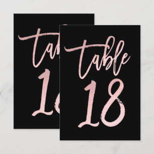 Rose Gold Pink Foil Modern Script Table Number 18