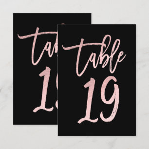 Rose Gold Pink Foil Modern Script Table Number 19