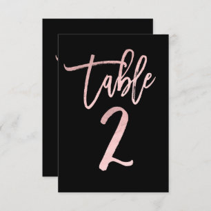 Rose Gold Pink Foil Modern Script Table Number 2
